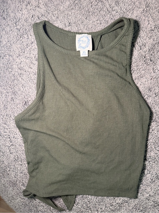 Tops - Ribbed Tank Top in Olive Green - XS